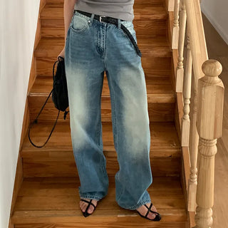 Orangee Vintage Washed Wide Denim Pants
