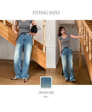 Orangee Vintage Washed Wide Denim Pants