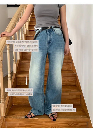 Orangee Vintage Washed Wide Denim Pants