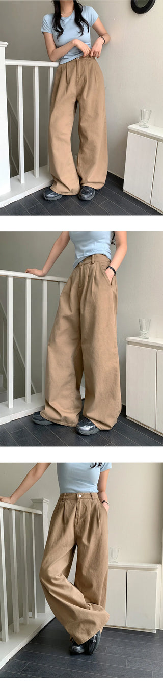 Willow Two Pintuck Cotton Wide Pants