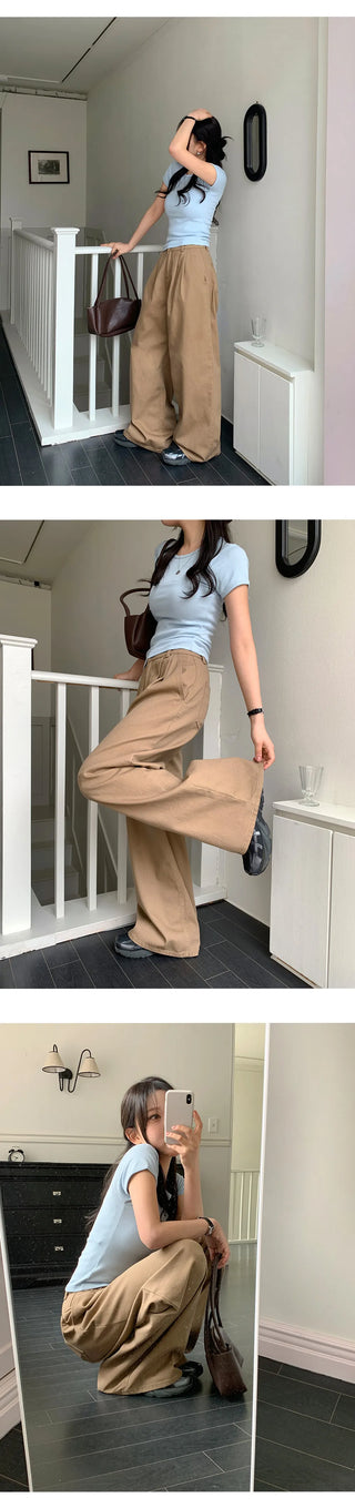 Willow Two Pintuck Cotton Wide Pants