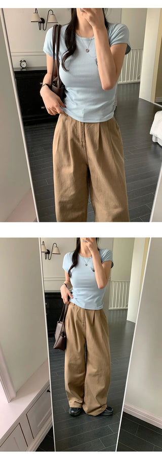 Willow Two Pintuck Cotton Wide Pants
