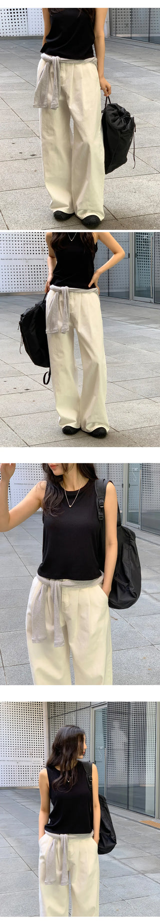 Willow Two Pintuck Cotton Wide Pants