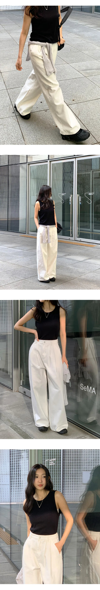 Willow Two Pintuck Cotton Wide Pants