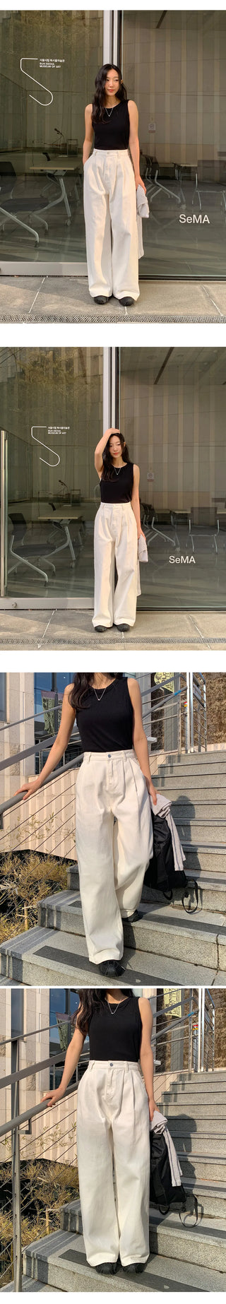 Willow Two Pintuck Cotton Wide Pants