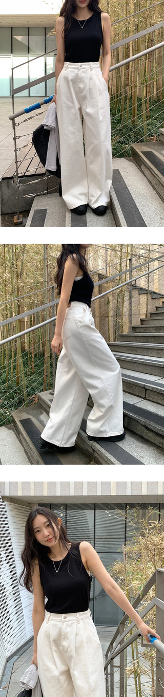 Willow Two Pintuck Cotton Wide Pants