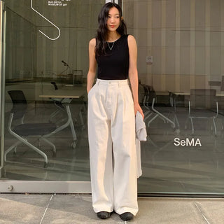 Willow Two Pintuck Cotton Wide Pants