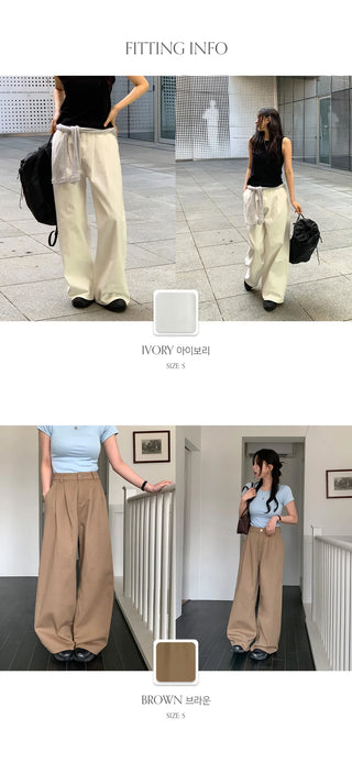Willow Two Pintuck Cotton Wide Pants