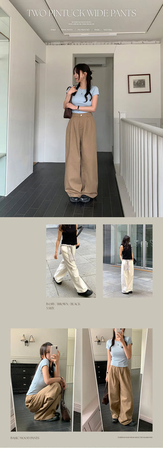 Willow Two Pintuck Cotton Wide Pants