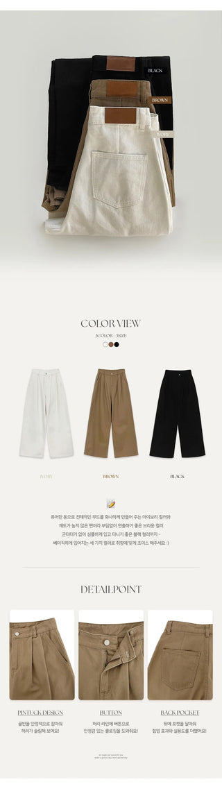 Willow Two Pintuck Cotton Wide Pants