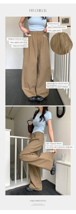 Willow Two Pintuck Cotton Wide Pants