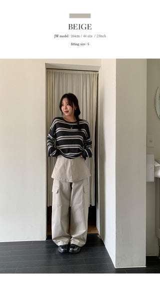Tirn Wide Cargo Pants Layered Skirt Set