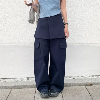 Tirn Wide Cargo Pants Layered Skirt Set