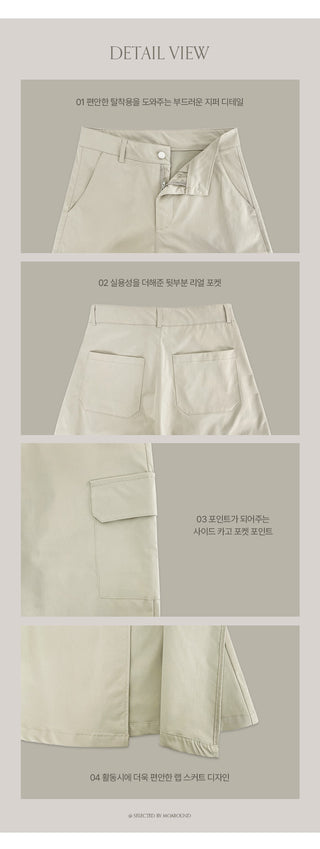 Tirn Wide Cargo Pants Layered Skirt Set