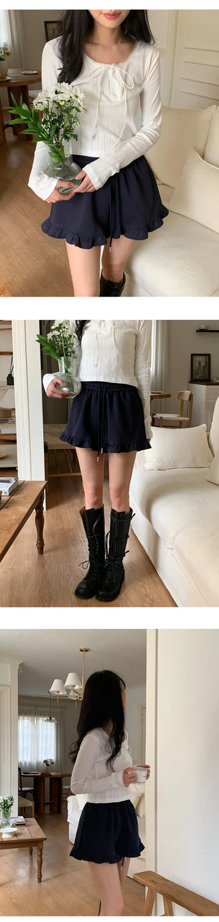 Rose Ten Elastic Frill Shorts