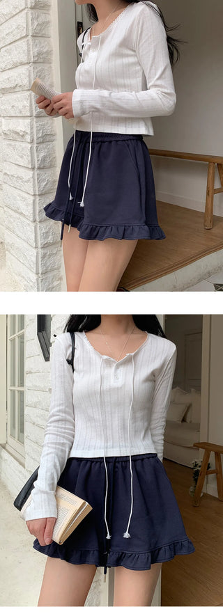 Rose Ten Elastic Frill Shorts