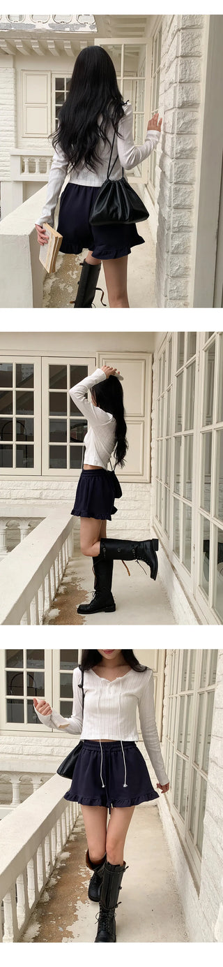 Rose Ten Elastic Frill Shorts