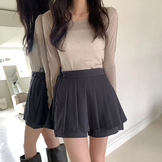Persi Layered Pleated Skirt and Shorts Set