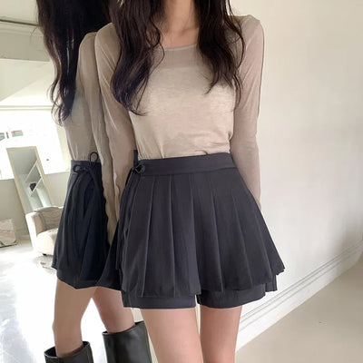 Persi Layered Pleated Skirt and Shorts Set