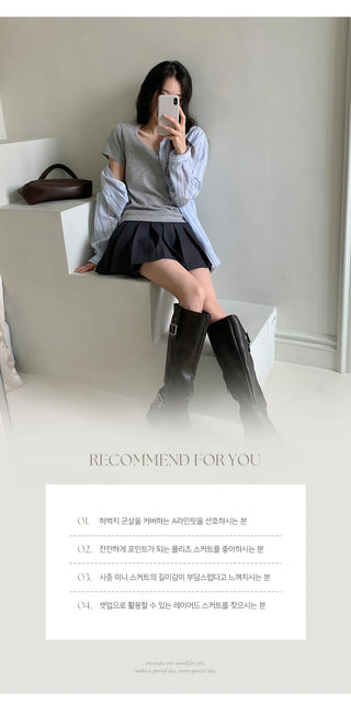 Persi Layered Pleated Skirt and Shorts Set