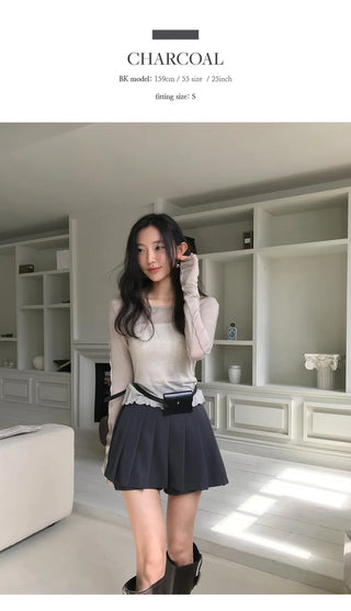 Persi Layered Pleated Skirt and Shorts Set