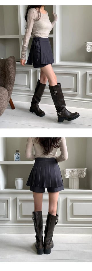 Persi Layered Pleated Skirt and Shorts Set