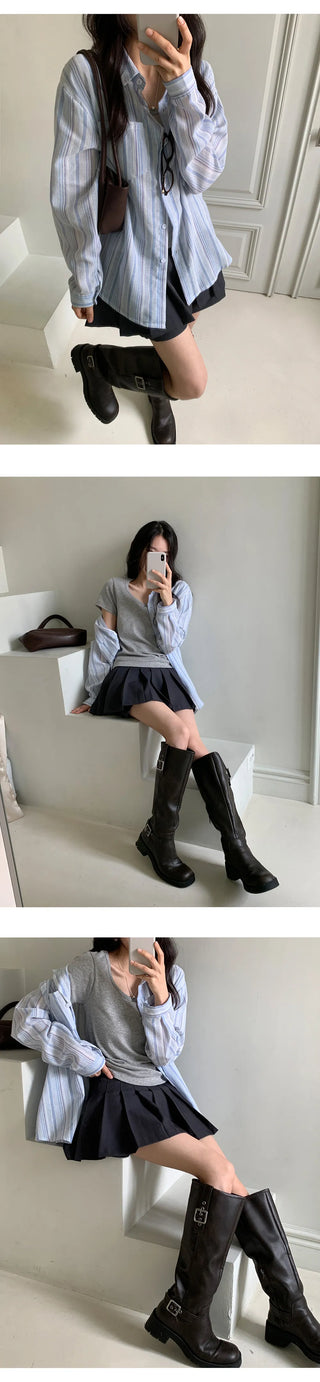 Persi Layered Pleated Skirt and Shorts Set