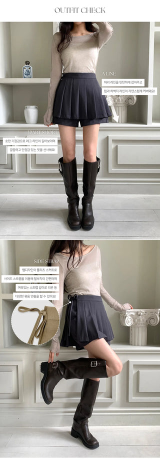 Persi Layered Pleated Skirt and Shorts Set