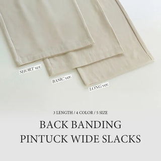 Teroen Two Pin Tuck Back Elastic Waist Wide Slacks