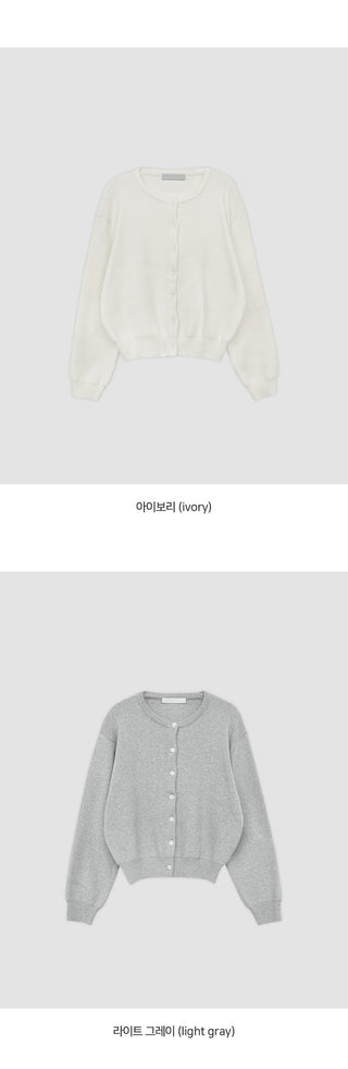 Meldor Wool Round Knit Long Sleeve Cardigan