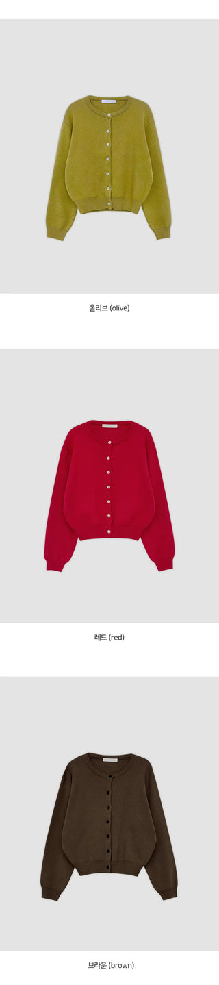 Meldor Wool Round Knit Long Sleeve Cardigan
