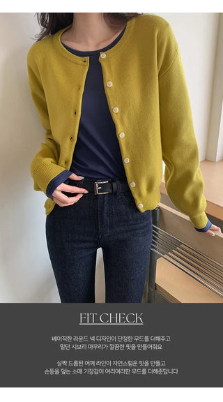 Meldor Wool Round Knit Long Sleeve Cardigan