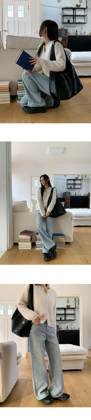 Tapel Brushed Semi Wide Washed Denim Pants