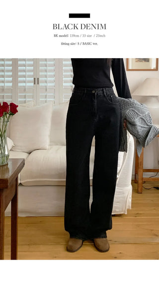 Tapel Brushed Semi Wide Washed Denim Pants