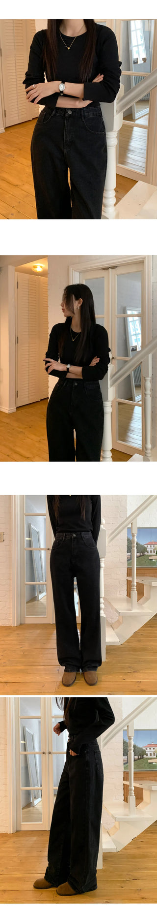 Tapel Brushed Semi Wide Washed Denim Pants