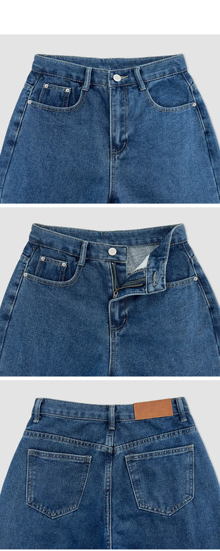 Tapel Brushed Semi Wide Washed Denim Pants
