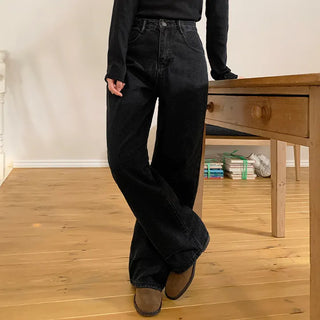 Tapel Brushed Semi Wide Washed Denim Pants