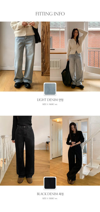 Tapel Brushed Semi Wide Washed Denim Pants