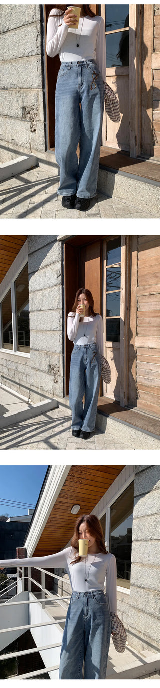 Milliz Hidden Elastic Waist Washed Spandex Wide Pants