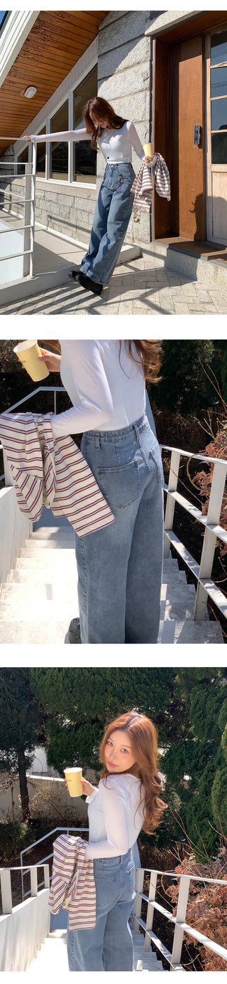 Milliz Hidden Elastic Waist Washed Spandex Wide Pants