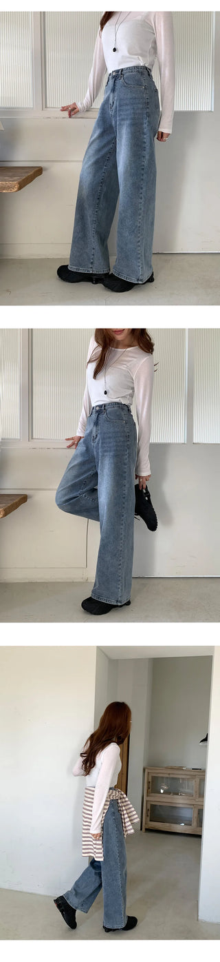 Milliz Hidden Elastic Waist Washed Spandex Wide Pants