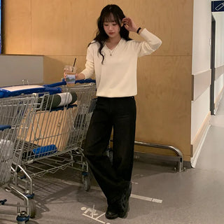 Milliz Hidden Elastic Waist Washed Spandex Wide Pants