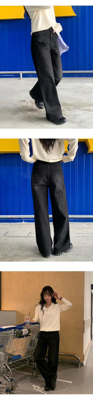 Milliz Hidden Elastic Waist Washed Spandex Wide Pants