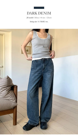 Britteen Hidden Elastic Waist Back Cut Washed Wide Pants