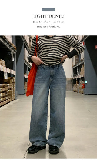 Britteen Hidden Elastic Waist Back Cut Washed Wide Pants