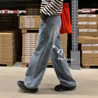 Britteen Hidden Elastic Waist Back Cut Washed Wide Pants