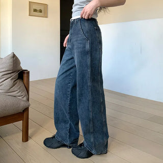 Britteen Hidden Elastic Waist Back Cut Washed Wide Pants