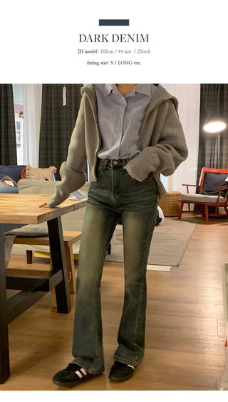 Reborns Back Pocket Washed Bootcut Denim Pants