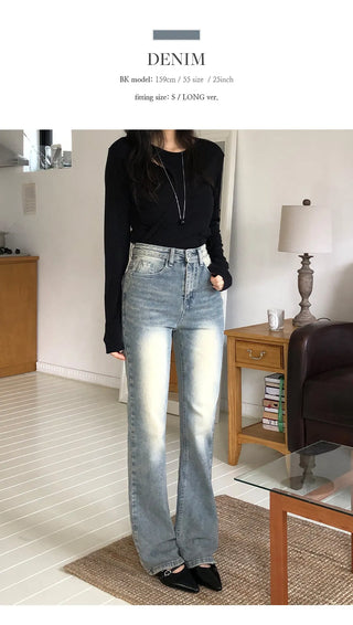 Reborns Back Pocket Washed Bootcut Denim Pants