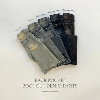 Reborns Back Pocket Washed Bootcut Denim Pants